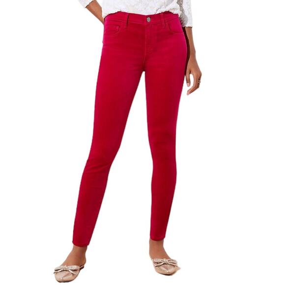 Loft Raspberry Velvet Skinny Pants - Picture 1 of 8